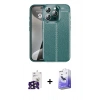 MARSİLYAN™- iPhone 16 Pro Max Kılıf Doruk Klasik Özel Seri - Siyah Bilvis 5in1 5D Magic Hayalet Cam Ekran Koruyucu + Bilvis Titan Kamera Lens - SH