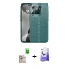 MARSİLYAN™- iPhone 16 Pro Max Kılıf Doruk Klasik Özel Seri - Siyah Bilvis 5in1 5D Magic Hayalet Cam Ekran Koruyucu + Raze Metal Kamera Lens - NLGY