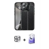 MARSİLYAN™- iPhone 16 Pro Max Kılıf Doruk Klasik Özel Seri - Siyah Bilvis 5in1 5D Magic Hayalet Cam Ekran Koruyucu + Pers Alüminyum Kamera Lens - GI