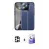 MARSİLYAN™- iPhone 16 Pro Max Kılıf Doruk Klasik Özel Seri - Siyah Bilvis 5in1 5D Magic Hayalet Cam Ekran Koruyucu + PVD Metal Kamera Lens - GD