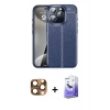 MARSİLYAN™- iPhone 16 Pro Max Kılıf Doruk Klasik Özel Seri - Siyah Bilvis 5in1 5D Magic Hayalet Cam Ekran Koruyucu + Pers Alüminyum Kamera Lens - CLTM
