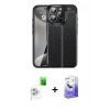 MARSİLYAN™- iPhone 16 Pro Max Kılıf Doruk Klasik Özel Seri - Siyah Bilvis 5in1 5D Magic Hayalet Cam Ekran Koruyucu + Raze Metal Kamera Lens - BZ