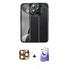 MARSİLYAN™- iPhone 16 Pro Max Kılıf Doruk Klasik Özel Seri - Siyah Bilvis 5in1 5D Magic Hayalet Cam Ekran Koruyucu + Pers Alüminyum Kamera Lens - CLTM