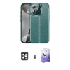 MARSİLYAN™- iPhone 16 Pro Max Kılıf Doruk Klasik Özel Seri - Siyah Bilvis 5in1 5D Magic Hayalet Cam Ekran Koruyucu + PVD Metal Kamera Lens - SH