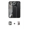 MARSİLYAN™- iPhone 16 Pro Max Kılıf Doruk Klasik Özel Seri - Siyah Bilvis Hayalet Cam Ekran Koruyucu + PVD Metal Kamera Lens - GS