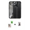 MARSİLYAN™- iPhone 16 Pro Max Kılıf Doruk Klasik Özel Seri - Siyah Bilvis Hayalet Cam Ekran Koruyucu + Raze Metal Kamera Lens - NLGY
