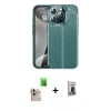 MARSİLYAN™- iPhone 16 Pro Max Kılıf Doruk Klasik Özel Seri - Siyah Bilvis Hayalet Cam Ekran Koruyucu + Raze Metal Kamera Lens - NLGY