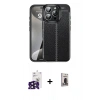 MARSİLYAN™- iPhone 16 Pro Max Kılıf Doruk Klasik Özel Seri - Siyah Bilvis Hayalet Cam Ekran Koruyucu + Bilvis Titan Kamera Lens - SH