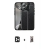 MARSİLYAN™- iPhone 16 Pro Max Kılıf Doruk Klasik Özel Seri - Siyah Bilvis Hayalet Cam Ekran Koruyucu + PVD Metal Kamera Lens - SH