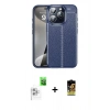 MARSİLYAN™- iPhone 16 Pro Max Kılıf Doruk Klasik Özel Seri - Siyah Buffer Cam Ekran Koruyucu + Raze Metal Kamera Lens - BZ