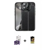 MARSİLYAN™- iPhone 16 Pro Max Kılıf Doruk Klasik Özel Seri - Siyah Buffer Cam Ekran Koruyucu + Bilvis Titan Kamera Lens - SH