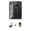 MARSİLYAN™- iPhone 16 Pro Max Kılıf Doruk Klasik Özel Seri - Siyah Buffer Cam Ekran Koruyucu + Bilvis Titan Kamera Lens - TMGI