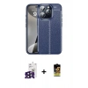 MARSİLYAN™- iPhone 16 Pro Max Kılıf Doruk Klasik Özel Seri - Siyah Buffer Cam Ekran Koruyucu + Bilvis Titan Kamera Lens - SH