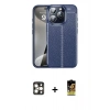 MARSİLYAN™- iPhone 16 Pro Max Kılıf Doruk Klasik Özel Seri - Siyah Buffer Cam Ekran Koruyucu + Gold PVD Metal Kamera Lens
