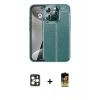 MARSİLYAN™- iPhone 16 Pro Max Kılıf Doruk Klasik Özel Seri - Siyah Buffer Cam Ekran Koruyucu + Gold PVD Metal Kamera Lens