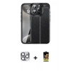 MARSİLYAN™- iPhone 16 Pro Max Kılıf Doruk Klasik Özel Seri - Siyah Buffer Cam Ekran Koruyucu + Pers Alüminyum Kamera Lens - GI