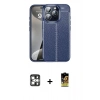 MARSİLYAN™- iPhone 16 Pro Max Kılıf Doruk Klasik Özel Seri - Siyah Buffer Cam Ekran Koruyucu + PVD Metal Kamera Lens - GS