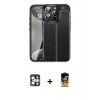 MARSİLYAN™- iPhone 16 Pro Max Kılıf Doruk Klasik Özel Seri - Siyah Buffer Cam Ekran Koruyucu + PVD Metal Kamera Lens - GS