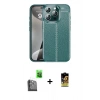 MARSİLYAN™- iPhone 16 Pro Max Kılıf Doruk Klasik Özel Seri - Siyah Buffer Cam Ekran Koruyucu + Raze Metal Kamera Lens - SH