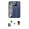 MARSİLYAN™- iPhone 16 Pro Max Kılıf Doruk Klasik Özel Seri - Siyah Buffer Cam Ekran Koruyucu + Raze Metal Kamera Lens - SH