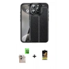 MARSİLYAN™- iPhone 16 Pro Max Kılıf Doruk Klasik Özel Seri - Siyah Buffer Cam Ekran Koruyucu + Raze Metal Kamera Lens - NLGY