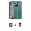 MARSİLYAN™- iPhone 16 Pro Max Kılıf Doruk Klasik Özel Seri - Siyah Buffer Cam Ekran Koruyucu + Siyah PVD Metal Kamera Lens
