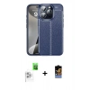 MARSİLYAN™- iPhone 16 Pro Max Kılıf Doruk Klasik Özel Seri - Siyah Buffer Hayalet Cam Ekran Koruyucu + Beyaz Raze Metal Kamera Lens