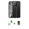 MARSİLYAN™- iPhone 16 Pro Max Kılıf Doruk Klasik Özel Seri - Siyah Buffer Hayalet Cam Ekran Koruyucu + Beyaz Raze Metal Kamera Lens