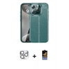 MARSİLYAN™- iPhone 16 Pro Max Kılıf Doruk Klasik Özel Seri - Siyah Buffer Hayalet Cam Ekran Koruyucu + Pers Alüminyum Kamera Lens - GS