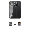 MARSİLYAN™- iPhone 16 Pro Max Kılıf Doruk Klasik Özel Seri - Siyah Buffer Hayalet Cam Ekran Koruyucu + PVD Metal Kamera Lens - GD