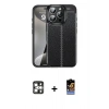 MARSİLYAN™- iPhone 16 Pro Max Kılıf Doruk Klasik Özel Seri - Siyah Buffer Hayalet Cam Ekran Koruyucu + PVD Metal Kamera Lens - GS