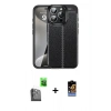 MARSİLYAN™- iPhone 16 Pro Max Kılıf Doruk Klasik Özel Seri - Siyah Buffer Hayalet Cam Ekran Koruyucu + Raze Metal Kamera Lens - SH