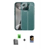 MARSİLYAN™- iPhone 16 Pro Max Kılıf Doruk Klasik Özel Seri - Siyah Buffer Hayalet Cam Ekran Koruyucu + Raze Metal Kamera Lens - SH