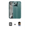 MARSİLYAN™- iPhone 16 Pro Max Kılıf Doruk Klasik Özel Seri - Siyah Buffer Hayalet Cam Ekran Koruyucu + PVD Metal Kamera Lens - SH