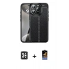 MARSİLYAN™- iPhone 16 Pro Max Kılıf Doruk Klasik Özel Seri - Siyah Buffer Hayalet Cam Ekran Koruyucu + PVD Metal Kamera Lens - SH