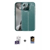 MARSİLYAN™- iPhone 16 Pro Max Kılıf Doruk Klasik Özel Seri - Siyah Buffer Hayalet Cam Ekran Koruyucu + Titanyum Gri Bilvis Titan Kamera Lens