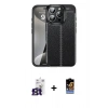 MARSİLYAN™- iPhone 16 Pro Max Kılıf Doruk Klasik Özel Seri - Siyah Buffer Hayalet Cam Ekran Koruyucu + Titanyum Gri Bilvis Titan Kamera Lens