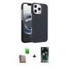 MARSİLYAN™- iPhone 16 Pro Max Kılıf Doruk Serisi - Siyah 360 Mat Full Body Arka Koruyucu + Raze Metal Kamera Lens - CLTM