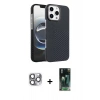 MARSİLYAN™- iPhone 16 Pro Max Kılıf Doruk Serisi - Siyah 360 Mat Full Body Arka Koruyucu + Pers Alüminyum Kamera Lens - GI