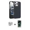 MARSİLYAN™- iPhone 16 Pro Max Kılıf Doruk Serisi - Siyah 360 Mat Full Body Arka Koruyucu + Pers Alüminyum Kamera Lens - GS