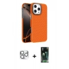 MARSİLYAN™- iPhone 16 Pro Max Kılıf Doruk Serisi - Siyah 360 Mat Full Body Arka Koruyucu + Pers Alüminyum Kamera Lens - GS