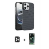 MARSİLYAN™- iPhone 16 Pro Max Kılıf Doruk Serisi - Siyah 360 Mat Full Body Arka Koruyucu + PVD Metal Kamera Lens - SH