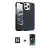 MARSİLYAN™- iPhone 16 Pro Max Kılıf Doruk Serisi - Siyah 360 Mat Full Body Arka Koruyucu + PVD Metal Kamera Lens - SH