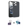 MARSİLYAN™- iPhone 16 Pro Max Kılıf Doruk Serisi - Siyah 3D Antistatik Cam Ekran Koruyucu + Bilvis Titan Kamera Lens - GS