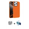 MARSİLYAN™- iPhone 16 Pro Max Kılıf Doruk Serisi - Siyah 3D Antistatik Cam Ekran Koruyucu + Pers Alüminyum Kamera Lens - GI