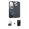 MARSİLYAN™- iPhone 16 Pro Max Kılıf Doruk Serisi - Siyah 3D Antistatik Hayalet Cam Ekran Koruyucu + Bilvis Titan Kamera Lens - SH