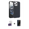 MARSİLYAN™- iPhone 16 Pro Max Kılıf Doruk Serisi - Siyah 3D Antistatik Hayalet Cam Ekran Koruyucu + Bilvis Titan Kamera Lens - SH
