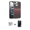 MARSİLYAN™- iPhone 16 Pro Max Kılıf Doruk Serisi - Siyah 3D Antistatik Hayalet Cam Ekran Koruyucu + Pers Alüminyum Kamera Lens - GS