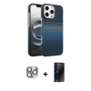 MARSİLYAN™- iPhone 16 Pro Max Kılıf Doruk Serisi - Siyah 3D Antistatik Hayalet Cam Ekran Koruyucu + Pers Alüminyum Kamera Lens - GI
