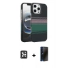 MARSİLYAN™- iPhone 16 Pro Max Kılıf Doruk Serisi - Siyah 3D Antistatik Hayalet Cam Ekran Koruyucu + PVD Metal Kamera Lens - SH